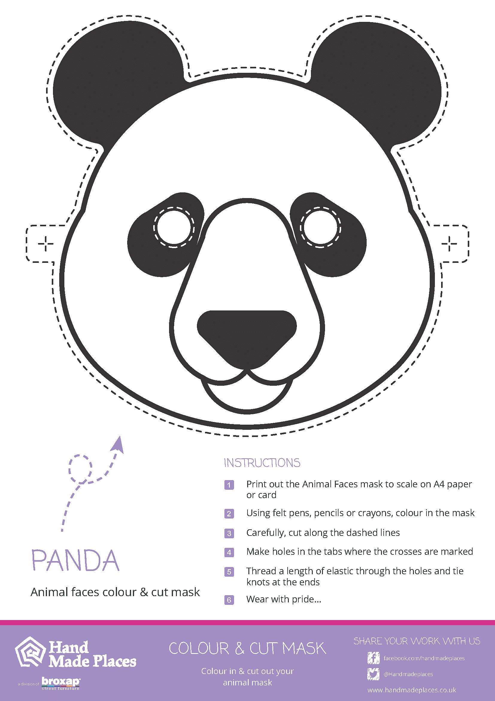 Panda Mask Colour and Cut